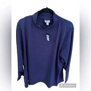 Avenue Navy 26/28 mock neck top NWT